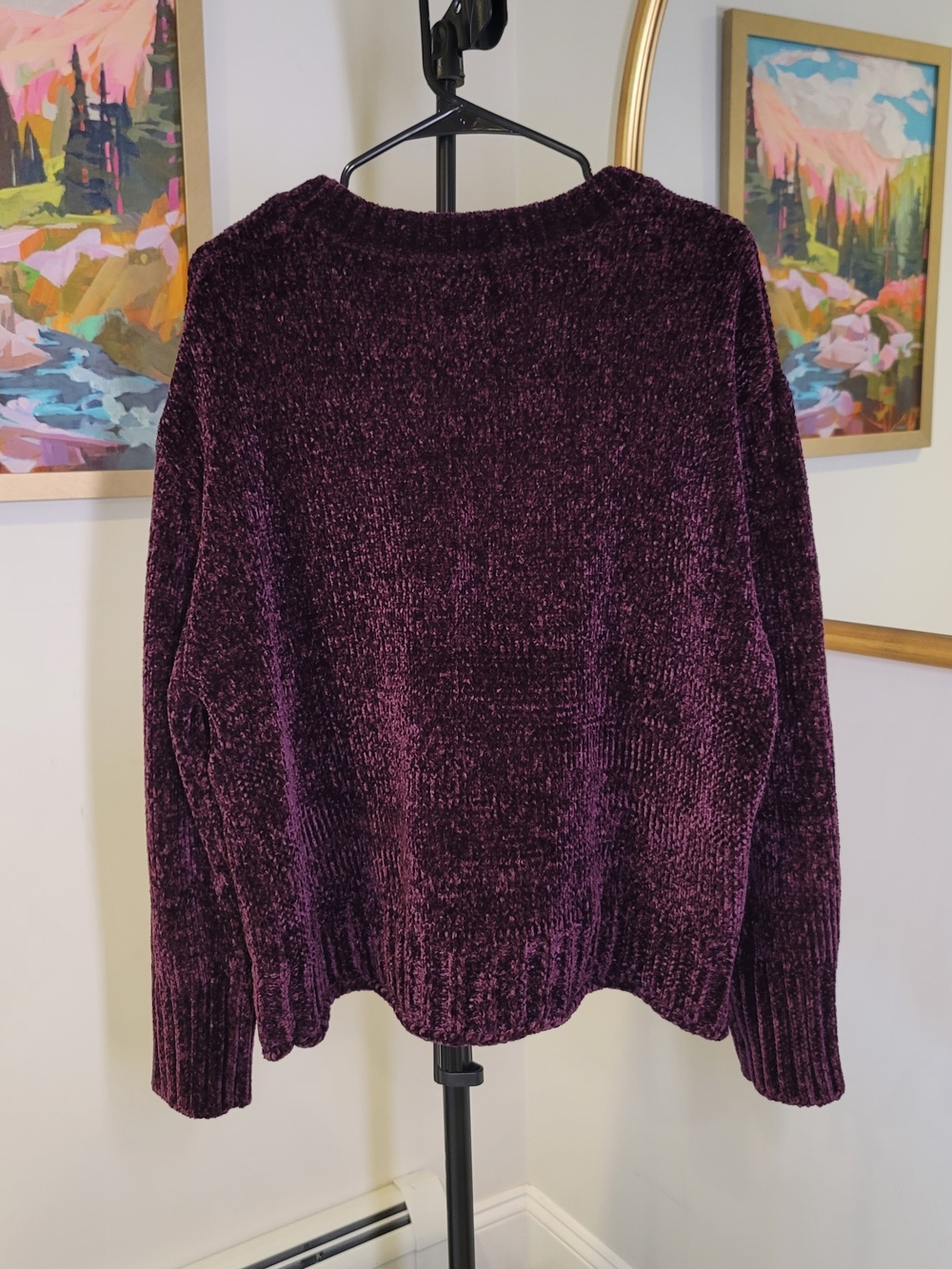 CHRISTIAN SIRIANO Chenille Plum / Purple Crewneck Sweater Women's Size XL - Picture 3 of 8